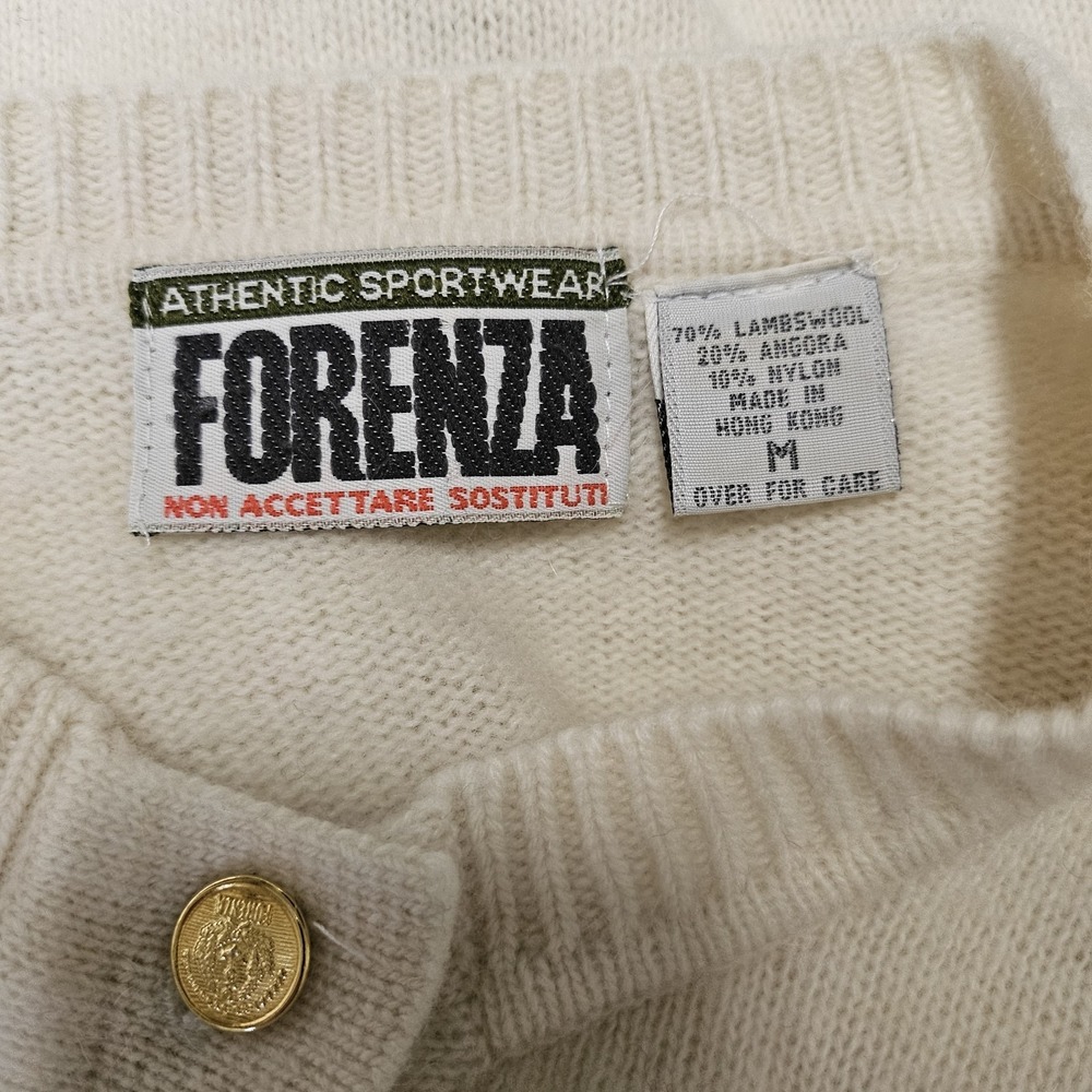 Vintage 80s Forenza Angora Lambswool Ivory Button Front Cardigan Size M Preppy - Picture 11 of 12